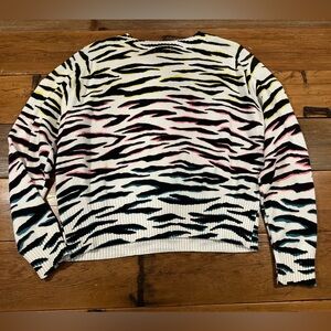 525 America Multicolor Neon Zebra Print Sweater